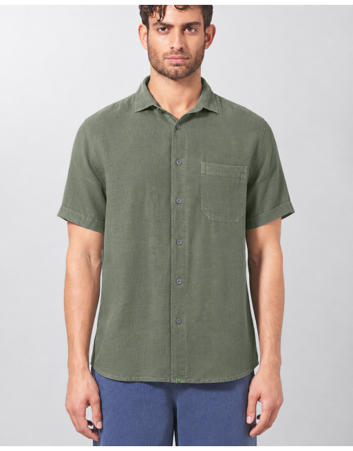 100% Hanf Kurzarmhemd Normal Fit - moss [eb1398c17d9e86d4ae8375d990654666]