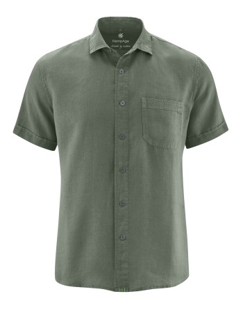 100% Hanf Kurzarmhemd Normal Fit - moss [d8b0a6c4cf4cc7b1ca1ade3cb2177ff6]