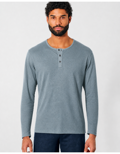 Angerautes Langarm-Henley Hanf/Biobaumwolle Normal Fit - titan [fd2cd78edbd8cea2392cc2aa54a75fcb]
