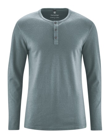 Angerautes Langarm-Henley Hanf/Biobaumwolle Normal Fit - titan [b33fdffe525cd9b84a8e3980d7bdc76b]
