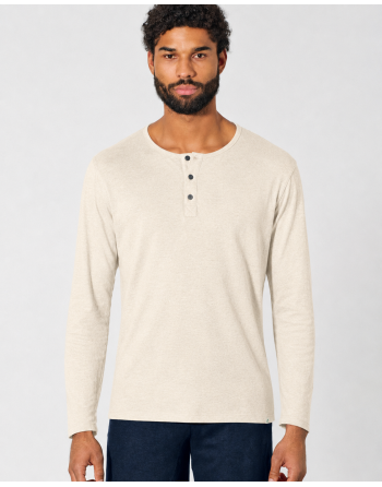 Angerautes Langarm-Henley Hanf/Biobaumwolle Normal Fit - gobi [37c95605ae013e466d490fff7dc83ab0]