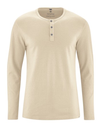 Angerautes Langarm-Henley Hanf/Biobaumwolle Normal Fit - gobi [20e58ee861b11a49bc578e5870356c6a]