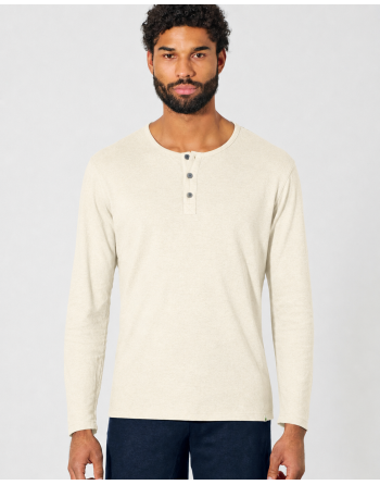 Angerautes Langarm-Henley Hanf/Biobaumwolle Normal Fit - nature [b0ca0e07a18d93b6ac75d934c14ad2a7]