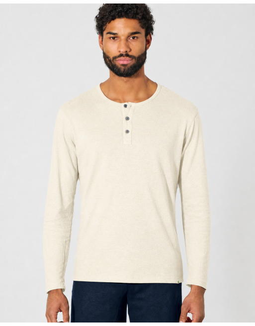 Angerautes Langarm-Henley Hanf/Biobaumwolle Normal Fit - nature [b0ca0e07a18d93b6ac75d934c14ad2a7]