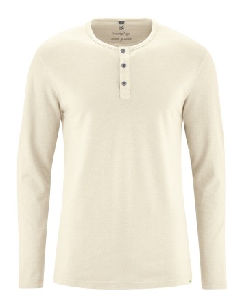 Angerautes Langarm-Henley Hanf/Biobaumwolle Normal Fit - nature [45beff4c56e28b2675d8dd6f45eb0b9f]