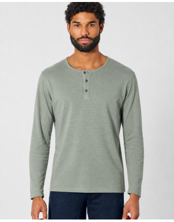 Angerautes Langarm-Henley Hanf/Biobaumwolle Normal Fit - thyme [112d92ac3b4aa43e7fb2744792f4f889]