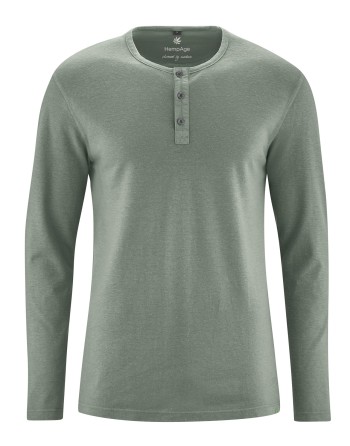Angerautes Langarm-Henley Hanf/Biobaumwolle Normal Fit - thyme [dfb09fcd9a0b51d3a721c589db6d2762]