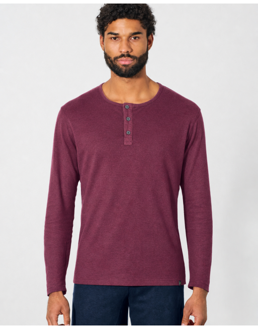 Angerautes Langarm-Henley Hanf/Biobaumwolle Normal Fit - nature [30e702cd24f9892695a2cacf98520861]