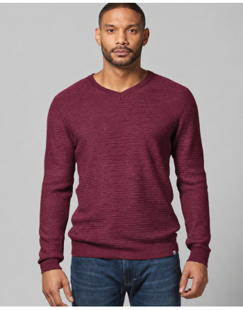 Klassischer V-Kragen Wollpullover aus Hanf/Biobaumwolle - Normal Fit - rioja [9455d460f20df34a685dcfdd8d03452a]