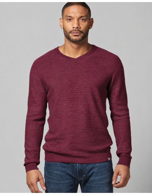 Klassischer V-Kragen Wollpullover aus Hanf/Biobaumwolle - Normal Fit - rioja [9455d460f20df34a685dcfdd8d03452a]