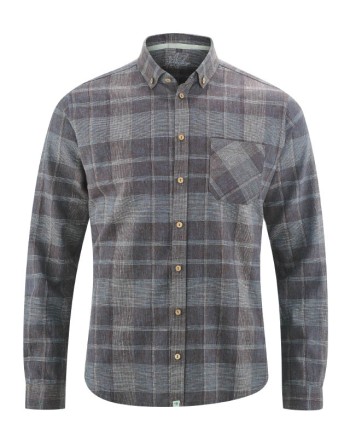 Kariertes Freizeithemd Hanf/Biobaumwolle Slim Fit - gravel [175c60aa1a91a90c8faaee00a7f48020]