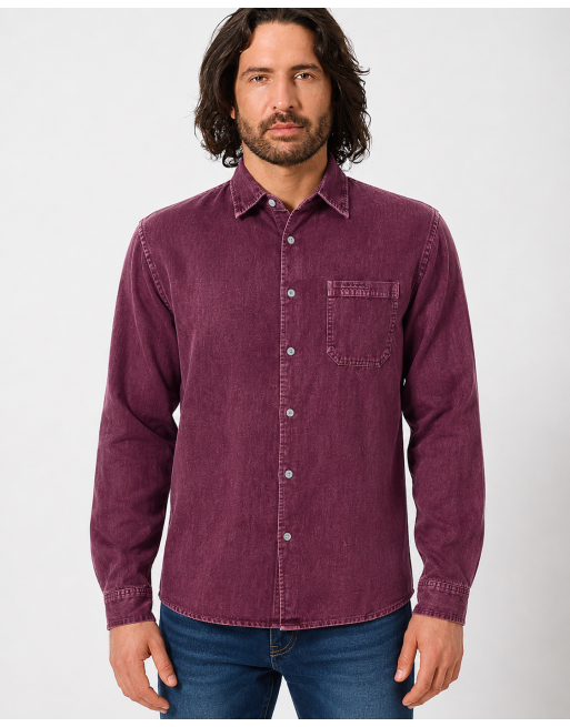 Lässiges 100% Hanf Hemd - Casual Fit - wineC [b7918f684945b3735b0d9f4fec0b1a1b]