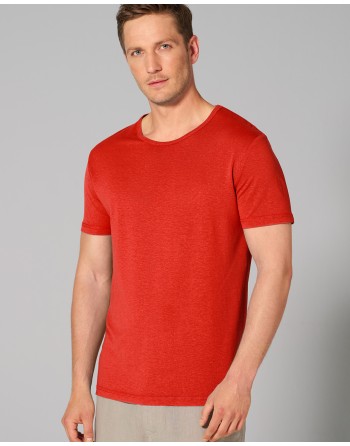 Herren Flatlock T-Shirt Hanf/Lyocell Normal Fit - magna [81cd02c0e95f6611d9905f43727530c7]