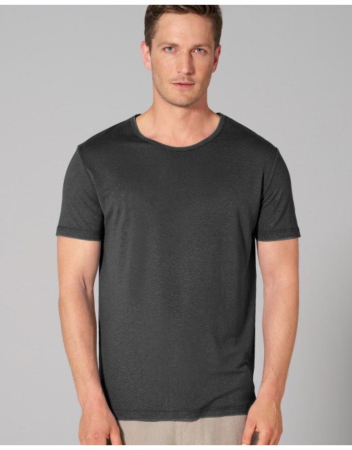 Herren Flatlock T-Shirt Hanf/Lyocell Normal Fit - black [be943ecf36a3638e5ad2e05017a3d72a]