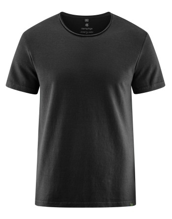 Herren T-shirt mit Rollsaum aus Hanf/Bio-Baumwolle Normal Fit - black [a7a1cf9a4b817b06324df635fa2eb232]