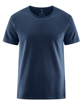 Herren T-shirt mit Rollsaum aus Hanf/Bio-Baumwolle Normal Fit - navy [f1860989254839d93131154763001c16]
