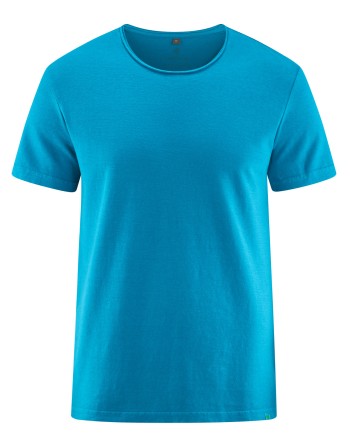 Herren T-shirt mit Rollsaum aus Hanf/Bio-Baumwolle Normal Fit - azure [dede48334fde5f1306c8b342aaa5a584]