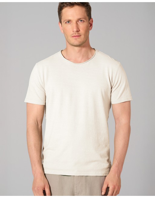Herren T-shirt mit Rollsaum aus Hanf/Bio-Baumwolle Normal Fit - offwhite [15a3d9938d47a3dc9cea0f6ff0fb9ed3]