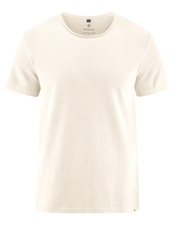 Herren T-shirt mit Rollsaum aus Hanf/Bio-Baumwolle Normal Fit - offwhite [98d1ea256dff01fd614cafe81437e21c]