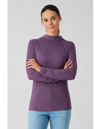 Damen Longsleeve Wasserfall-Ausschnitt Lyocell (Hanf) Normal fit - amethyst [8c815570f4c5705cff1717b934c1275f]