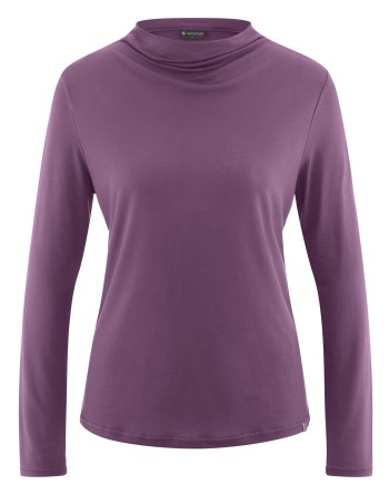 Damen Longsleeve Wasserfall-Ausschnitt Lyocell (Hanf) Normal fit - amethyst [11238cd3a19e51c732708be64aa3a097]