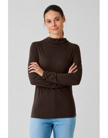 Damen Longsleeve Wasserfall-Ausschnitt Lyocell (Hanf) Normal fit - espresso [d94d8b061b2eb037e680aa77bcbd61d8]