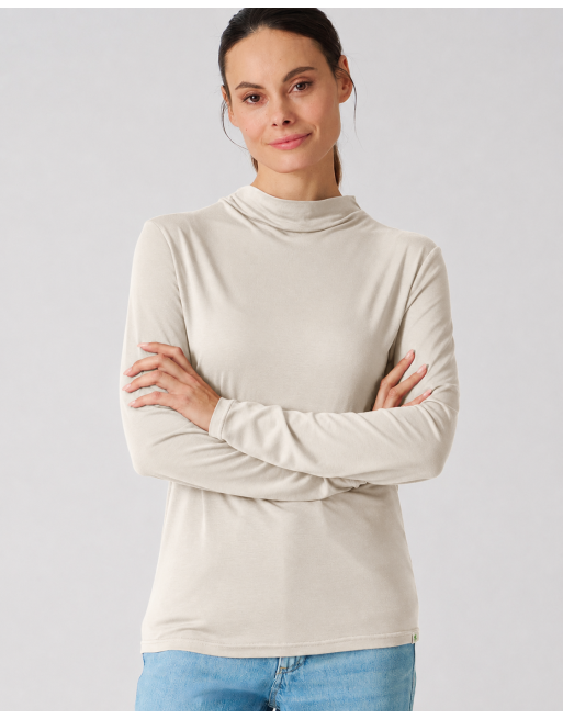 Damen Longsleeve Wasserfall-Ausschnitt Lyocell (Hanf) Normal fit - distel [2a86a4ea77e7cfca982409caa6ba6455]