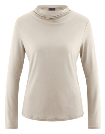 Damen Longsleeve Wasserfall-Ausschnitt Lyocell (Hanf) Normal fit - distel [c4d69a842d58ac07a2c8e869c4d6e78b]