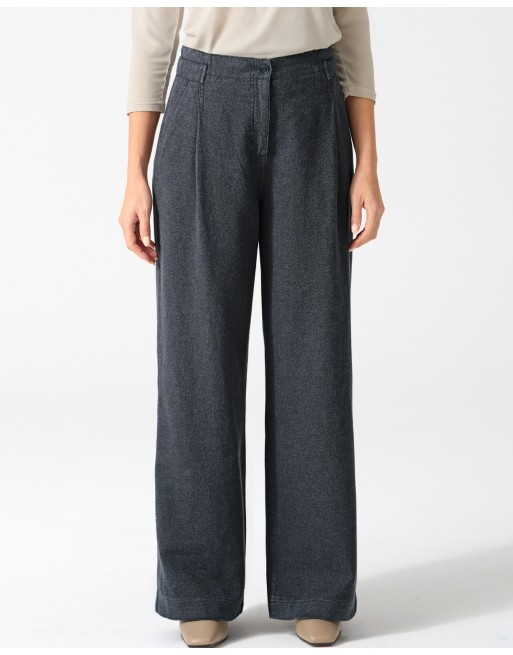 Weite Bundfaltenhose Damen Hanf/Biobaumwolle - navy [37a7fa369f1878144ae2e71c14fe1550]