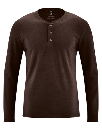 Jersey Henley Hanf/Biobaumwolle Normal Fit - espresso [9a6134202c50df0b96e9ca797ae3a870]