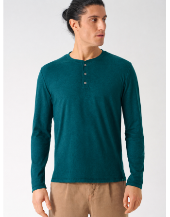 Jersey Henley Hanf/Biobaumwolle Normal Fit - teal [33f8d94dbc0d925b49e8c7762f58167c]