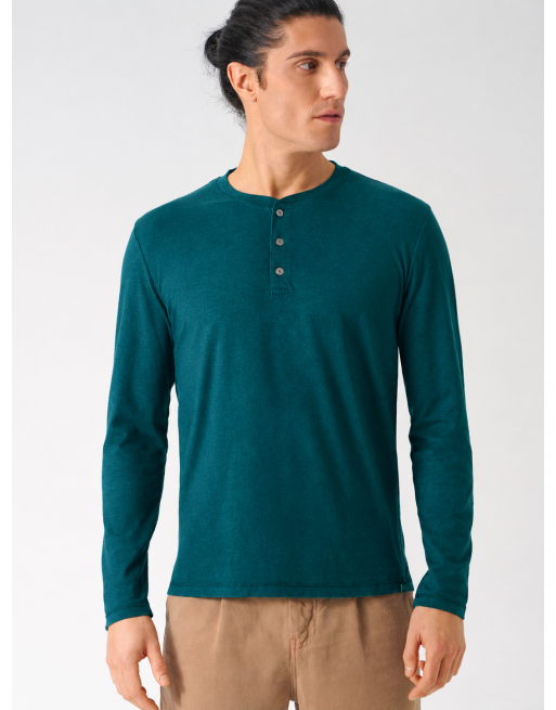 Jersey Henley Hanf/Biobaumwolle Normal Fit - teal [33f8d94dbc0d925b49e8c7762f58167c]