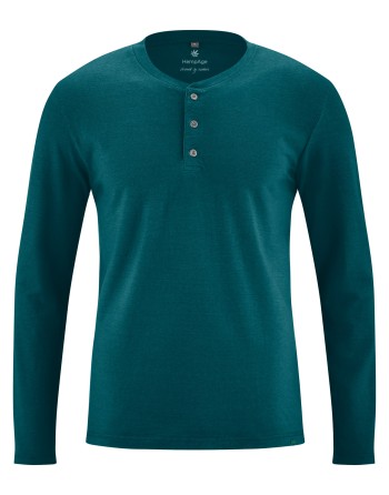 Jersey Henley Hanf/Biobaumwolle Normal Fit - teal [d1994a854340ad8302171e9d6032cb8d]