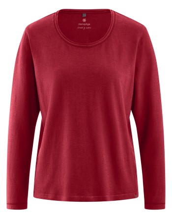 Longsleeve Damen Hanf/Biobaumwolle Casual fit - ruby [0a51e658e9f38a4b5e06ab3cf8a45cff]