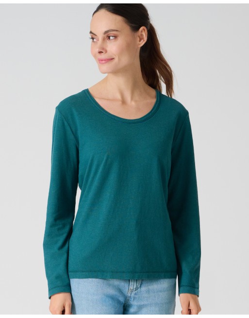 Longsleeve Damen Hanf/Biobaumwolle Casual fit - teal [533c3d9fa4ef05cba1b7c3f156fd2ea1]