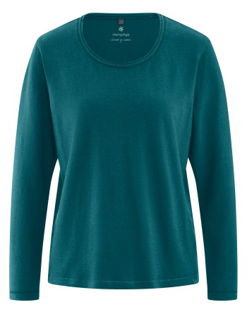 Longsleeve Damen Hanf/Biobaumwolle Casual fit - teal [2e3f77639405afeb814d2d9a41829f83]