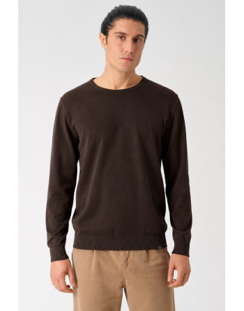 Sweater mit gerolltem Kragen Herren Hanf/Biobaumwolle Normal Fit - espresso [20496945a5ea9278350105905dda611b]