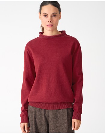 Recycled Rollkragen Sweater Damen Hanf/Biobaumwolle Normal Fit - ruby [928f5b2d6496b4d39ac8c01b5fd2f8a2]