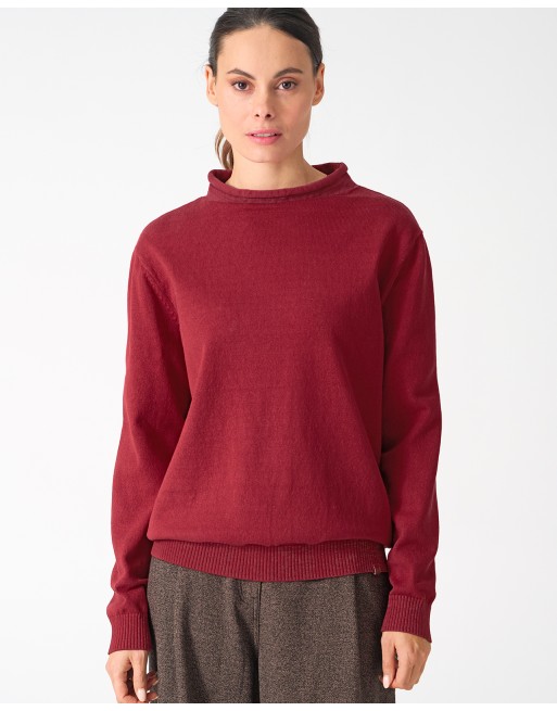 Recycled Rollkragen Sweater Damen Hanf/Biobaumwolle Normal Fit - ruby [928f5b2d6496b4d39ac8c01b5fd2f8a2]