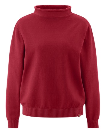 Recycled Rollkragen Sweater Damen Hanf/Biobaumwolle Normal Fit - ruby [19ddc32627ab68eaf96ac27940fb3703]