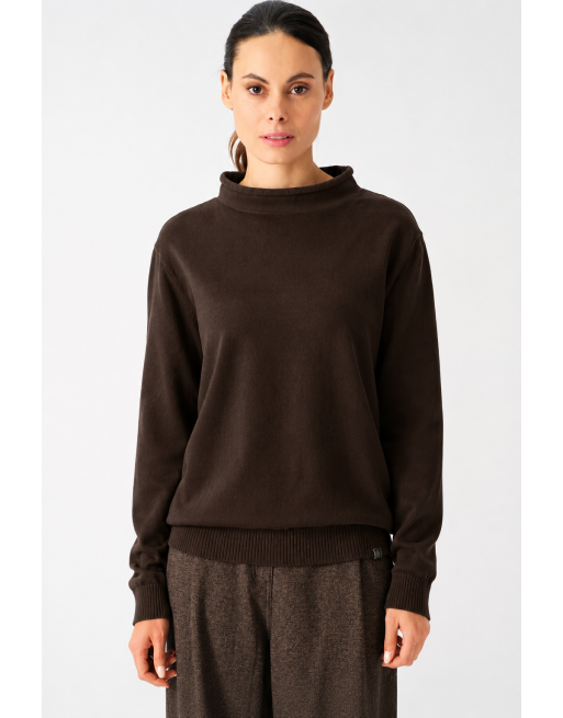 Recycled Rollkragen Sweater Damen Hanf/Biobaumwolle Normal Fit - espresso [768674cb60d691abcb84eb492b11978a]