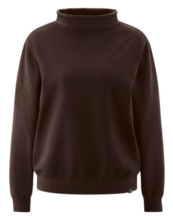 Recycled Rollkragen Sweater Damen Hanf/Biobaumwolle Normal Fit - espresso [f32c7c0112bd814da0164f1d529d67a4]
