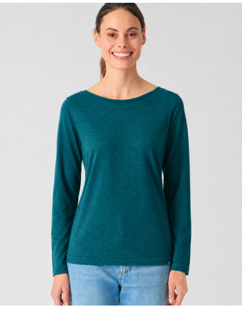 Damen Longsleeve U-Boot Ausschnitt Lyocell (Hanf) Normal fit - teal [6d051a8606e45473a085a94c4689a5c2]