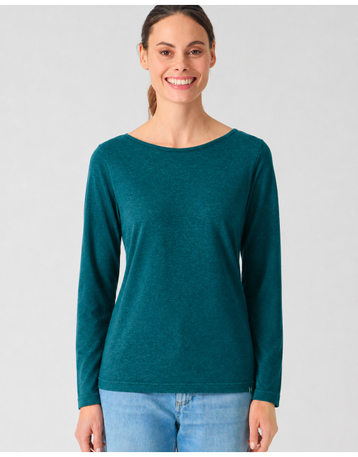 Damen Longsleeve U-Boot Ausschnitt Lyocell (Hanf) Normal fit - teal [6d051a8606e45473a085a94c4689a5c2]