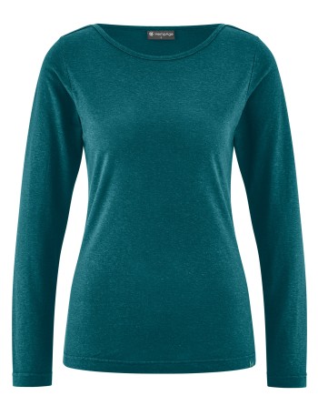 Damen Longsleeve U-Boot Ausschnitt Lyocell (Hanf) Normal fit - teal [4f245888e1dc68d39c192484d21dbc47]