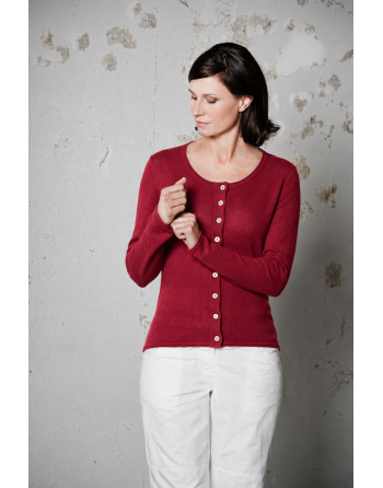 Gestrickter Cardigan recycled Hanf/Biobaumwolle Damen - Normal Fit - ruby [b42f99f6062ca63b0dcf9ef6e2a177f2]