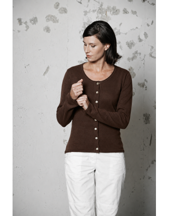 Gestrickter Cardigan recycled Hanf/Biobaumwolle Damen - Normal Fit - espresso [e4c1c726ee925797509efb908752256d]