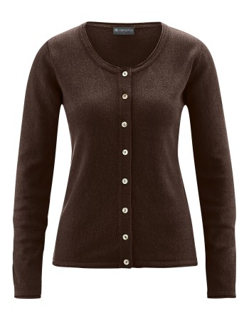 Gestrickter Cardigan recycled Hanf/Biobaumwolle Damen - Normal Fit - espresso [7e2cac29e77038f7f6a148718b6ca80e]