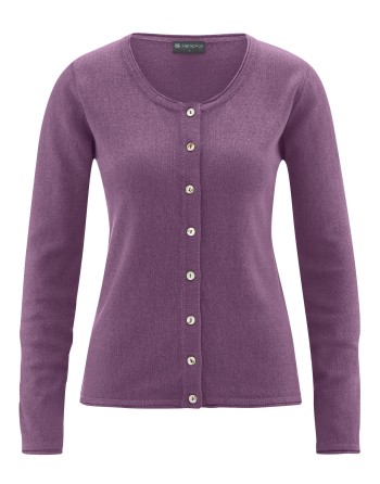 Gestrickter Cardigan recycled Hanf/Biobaumwolle Damen - Normal Fit - amethyst [bfc2050aa43bec3ca5e3df4e072e5fd0]