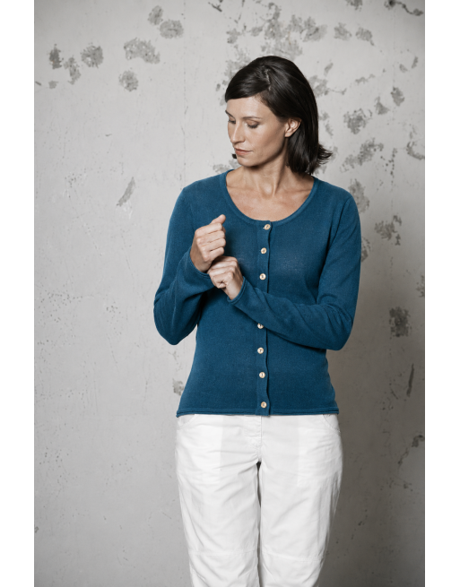 Gestrickter Cardigan recycled Hanf/Biobaumwolle Damen - Normal Fit - reef [b57b1a89cffa469e7386149b6f844f55]